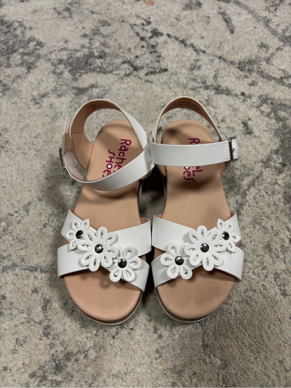Rachel Shoes White Floral Ankle-Strap Sandals